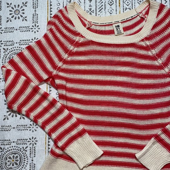 Roxy Medium Women's Striped Pink & White Sweater - Picture 4 of 13